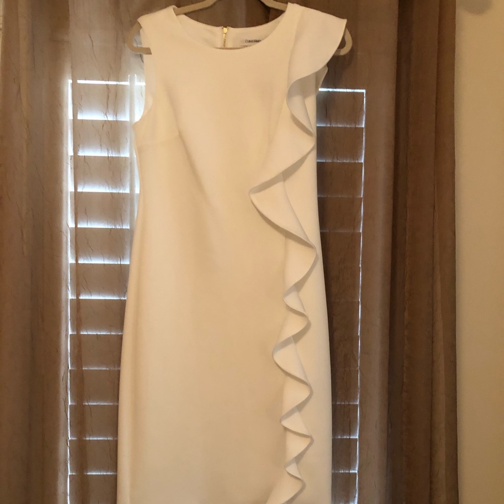 Calvin Klein Sheath Dress w/Ruffle Detail